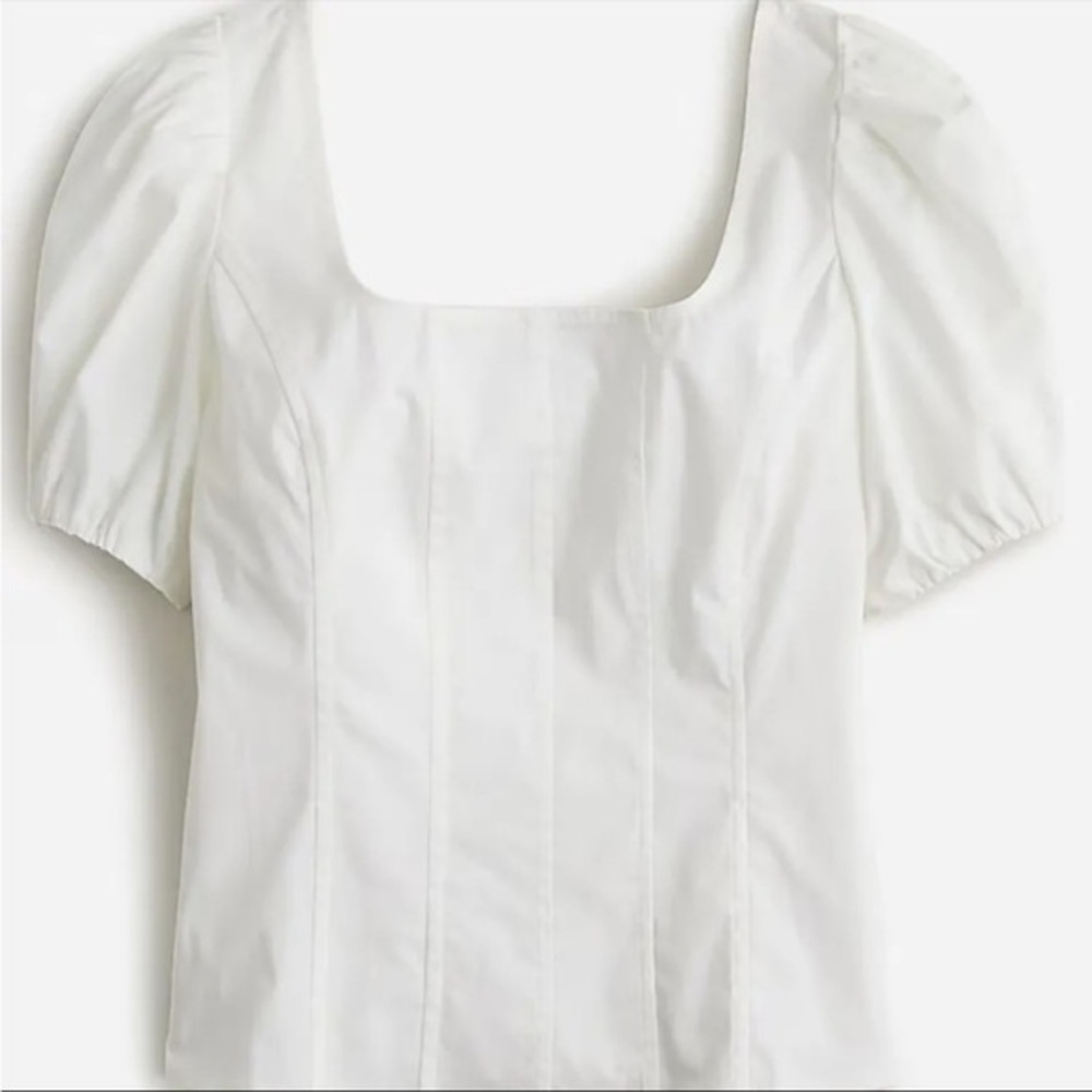 J Crew Puff Sleeve Squareneck Top Cotton BR057